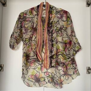 ELISA B Floral Sheer Women's Top Size M